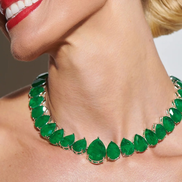 Emerald Rivière Necklace and Earring Set