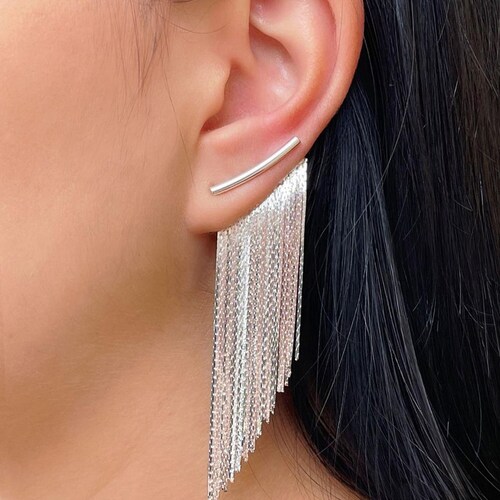 Fringe Tassel Earrings Gold Long Etsy