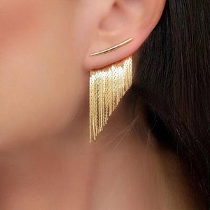 Fringe Tassel Earrings - Gold - Small