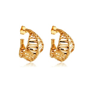18K Gold Wired Hoop Earrings zdjęcie 3