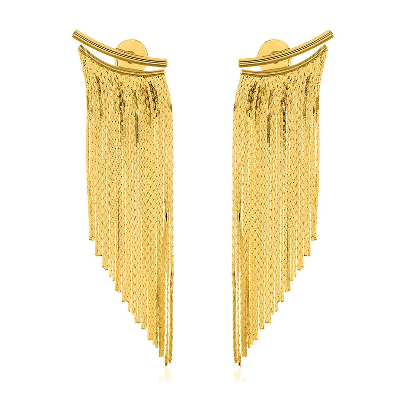 Fringe Tassel Earrings Gold Long image 2