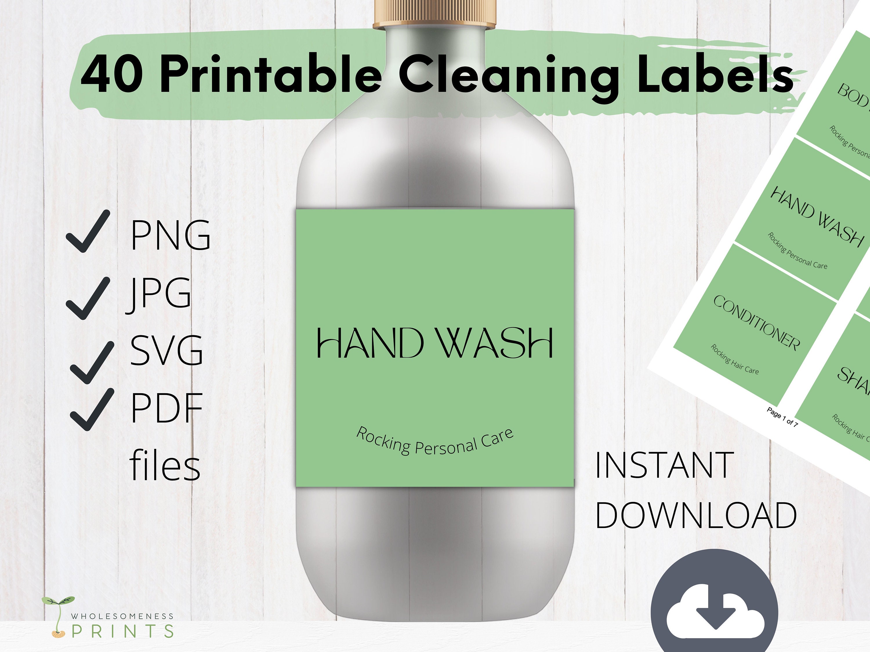 40 Editable Cleaning Labels Printable Green Household - Etsy