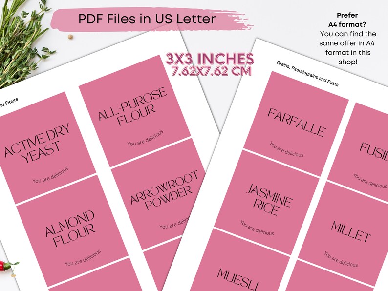 200 Pink Pantry Labels / Printable / Editable / Digital Etsy