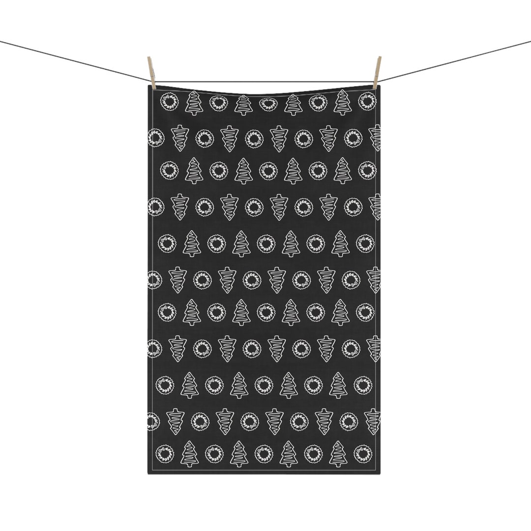 Holiday Black and White Kitchen Towel Cotton or Polyester Etsy