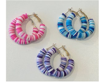 rainbow twist hoops/ hypoallergenic and nickel free