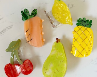 fruit clip -- strawberry, watermelon, pineapple, pear, lemon and carrots
