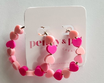 Valentine’s Day party heart hoops/ hypoallergenic and nickel free