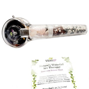 Nature's Waterfall Ion Therapy Gemstone Shower Head - Filtering Shower Head - Shower Filter - Showerhead Filter - Hard Water Filter