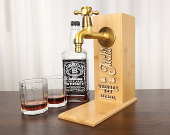 Personalized Wooden Whiskey Dispenser丨Embossed Name丨Engraved Alcohol Dispenser丨Home Bar Decor丨Beverage Dispenser丨Pub Shed, Fathers Day Gift