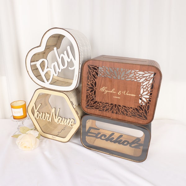 Card Box for Wedding, Personalized Rustic Wooden Wedding Card Box, Wedding Decorations, Wedding Gift, Custom Memory Box, Bridal Keepsake Box