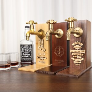 Personalized Wooden Whiskey Dispenser丨Embossed Name丨Engraved Alcohol Dispenser丨Home Bar Decor丨Beverage Dispenser丨Pub Shed, Fathers Day Gift