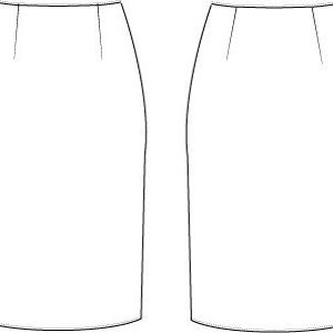 Może przedstawiać: Biała spódnica ołówkowa o prostym kroju i klasycznym designie. Spódnica ma pasek i szew pośrodku z przodu.