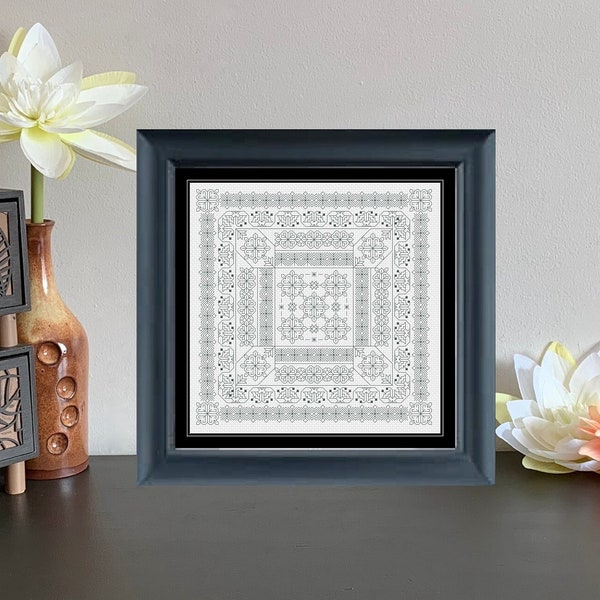 Blackwork Pattern, Embroidery Pattern, Blackwork Embroidery Pattern, "Adagio" Pattern, Needlework Pattern, Needlepoint Pattern, Blackwork