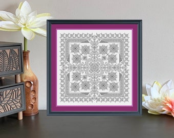 Blackwork Pattern, Embroidery Pattern, Blackwork Embroidery Pattern, "Mazurka" Pattern, Needlework Pattern, Needlepoint Pattern, Blackwork