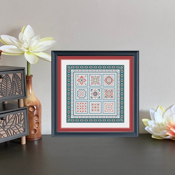 Cross Stitch Pattern, Blackwork Pattern, Embroidery Pattern, Blackwork Embroidery Pattern, "Concerto Mvt 3 Pattern, Needlework Pattern