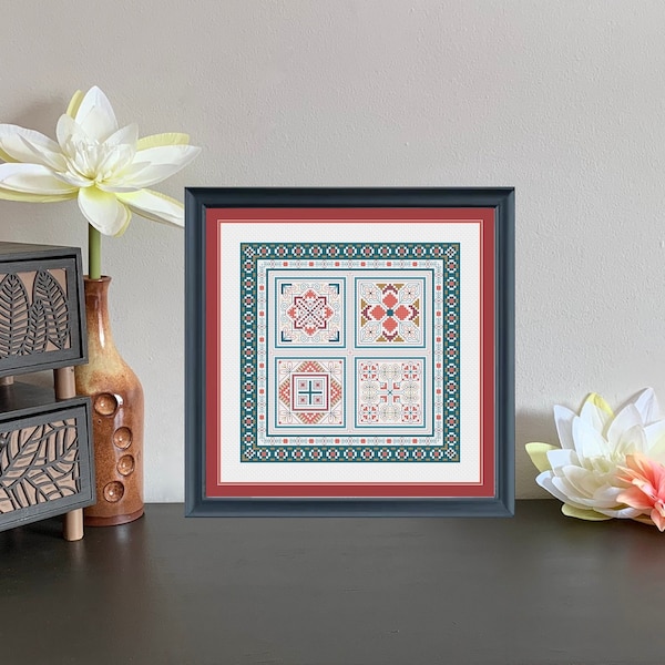 Cross Stitch Pattern, Blackwork Pattern, Embroidery Pattern, Blackwork Embroidery Pattern, "Concerto Mvt 2 Pattern, Needlework Pattern