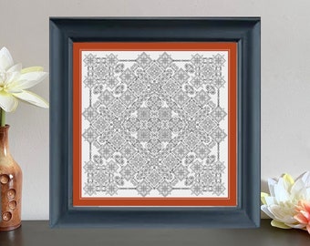 Padrão Blackwork, Padrão de Bordado, Padrão de Bordado Blackwork, Padrão "Sinfonia", Padrão de Bordado, Padrão de Bordado, Blackwork