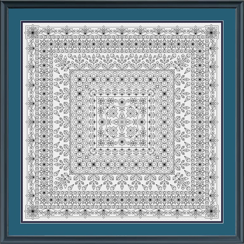 Padrão Blackwork, Padrão de Bordado, Padrão de Bordado Blackwork, Padrão "Prelude", Padrão de Bordado, Padrão de Bordado, Blackwork imagem 3