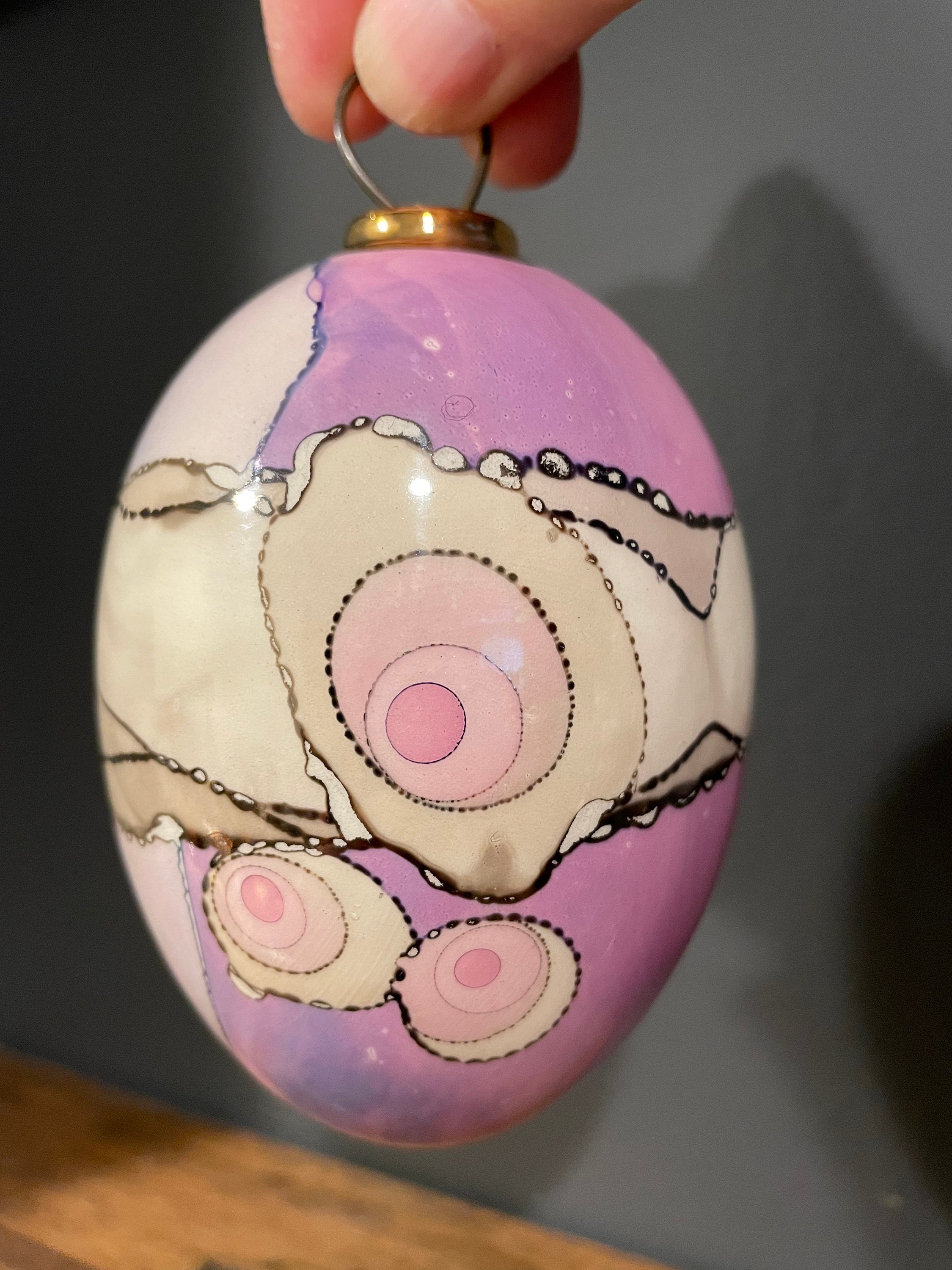 Vintage Hand-painted Porcelain Egg Ornament: Frederick Frances