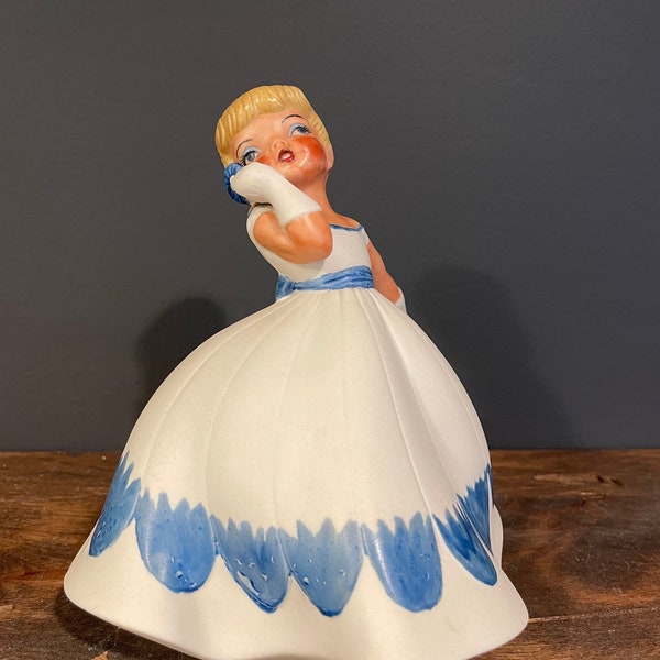 Vintage Holland Mold Figurine of a Blonde girl in a White and blue Dress