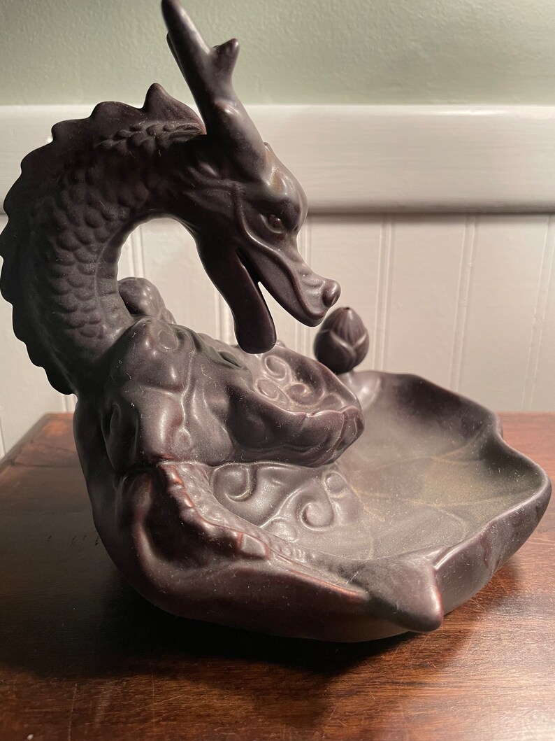 Ceramic Dragon Backflow Incense Fountain Black Ceramic Dragon Etsy
