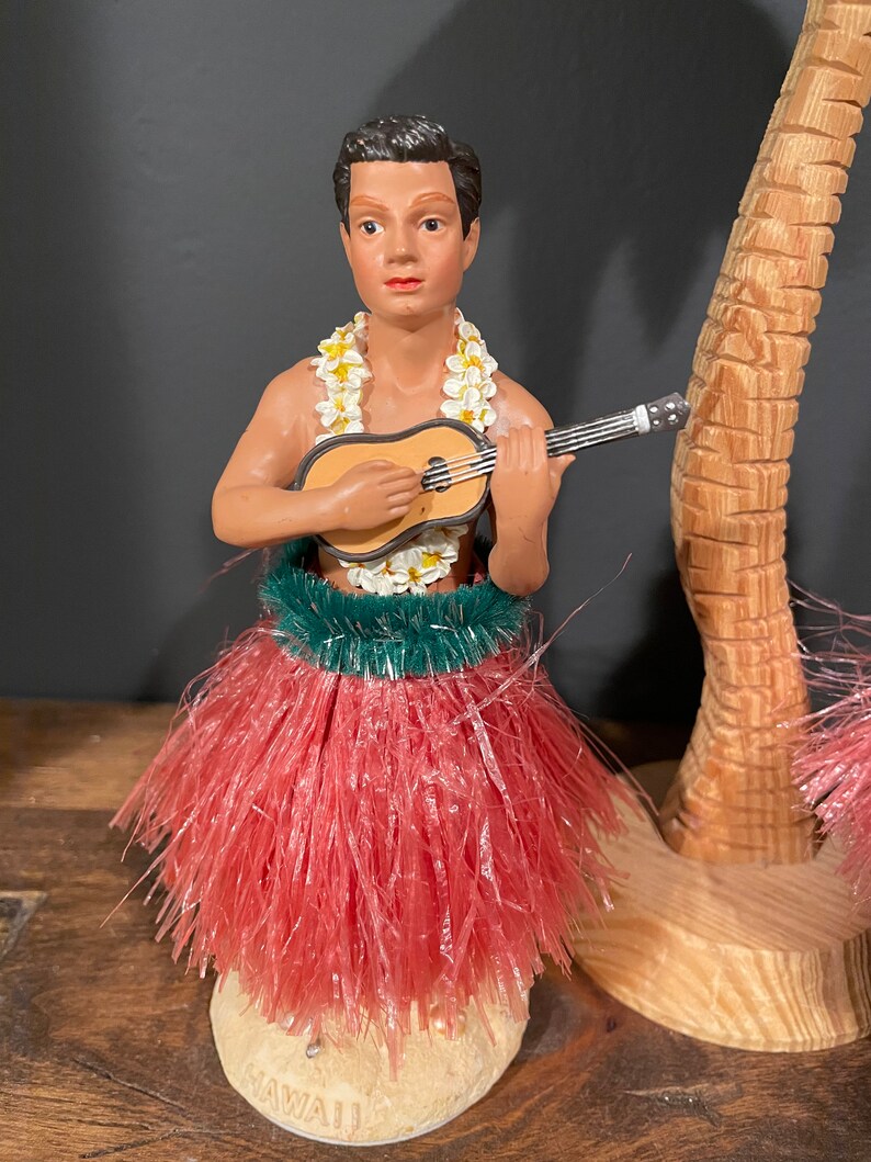 Vintage Dashboard Hula Dancer Girl and Boy With Wooden Palm Etsy