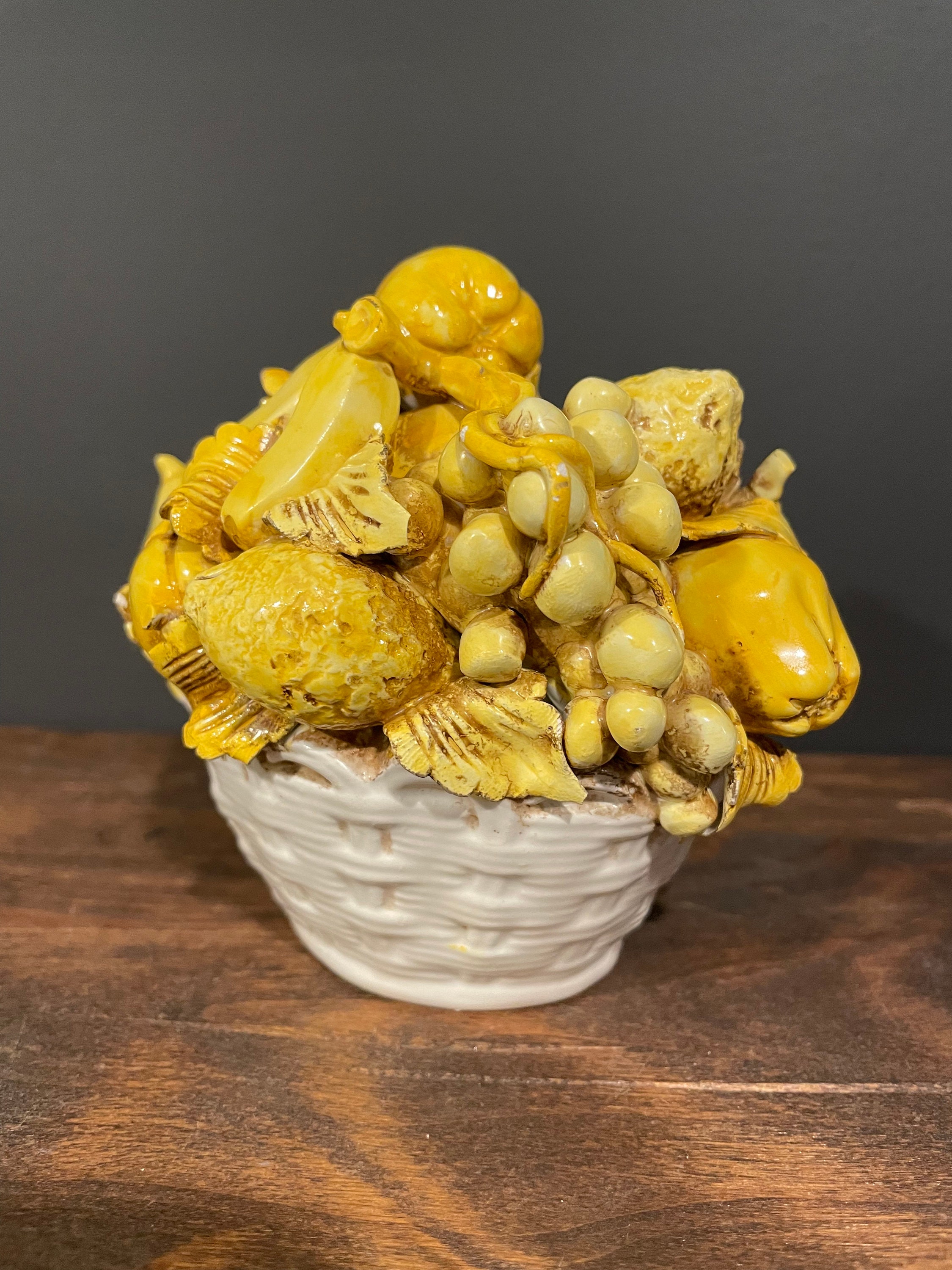 Vintage Italian Ceramic Yellow Fruit Basket Small Made in Etsy