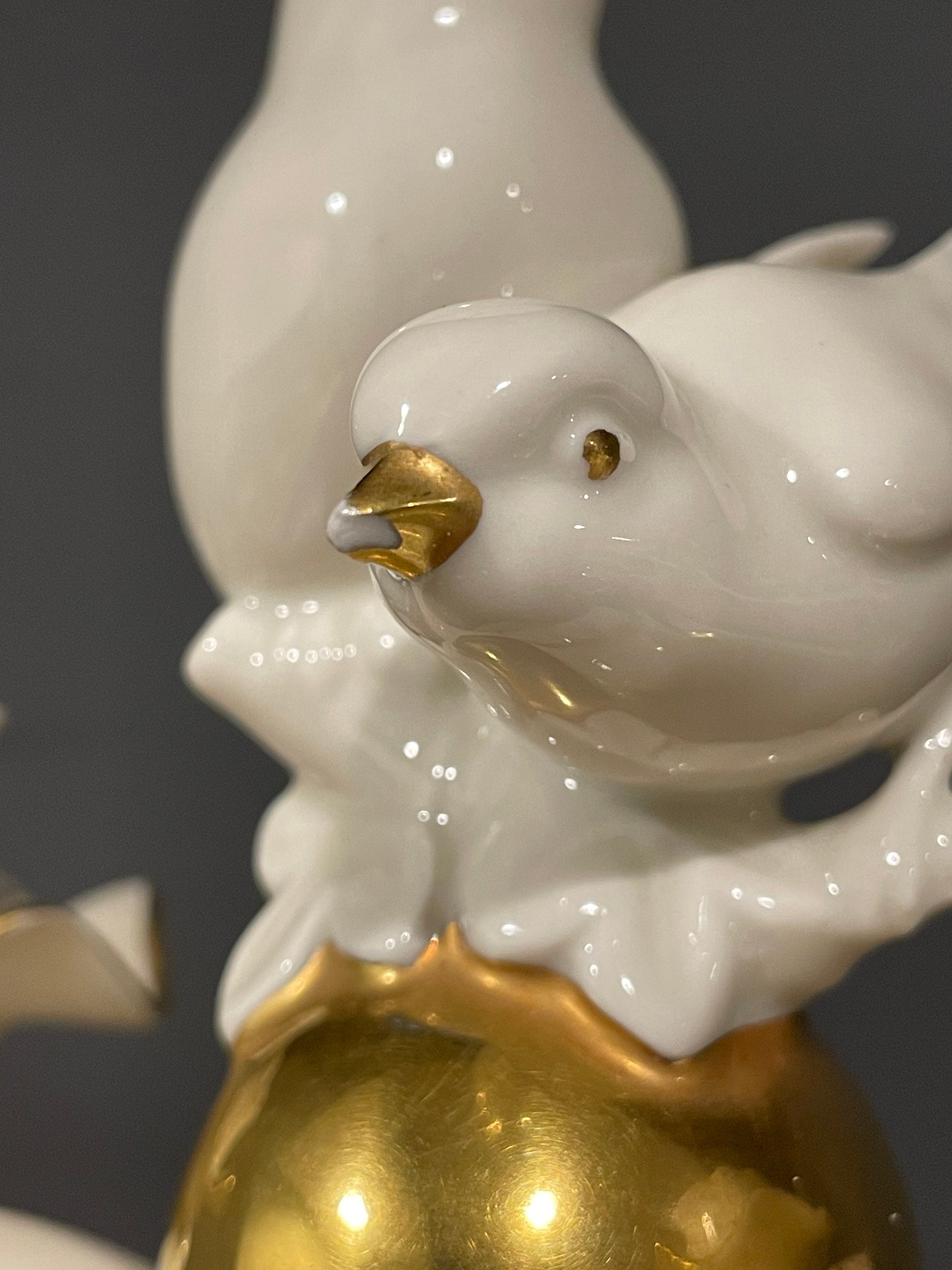 Vintage Gerold Porzellan Candelabra: Bavaria Gold Accent Bird