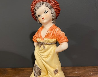 Vintage Porcelain Sassy Cowgirl Figurine, Pouty Side-eye