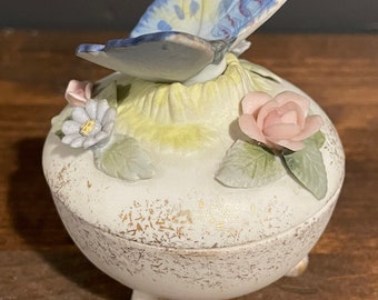 流行り の ブランド  Porcelain Lefton Vintage Butterfly Blue KW2771, Box Trinket 鉢・プランター