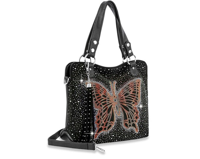 Butterfly Design Rhinestone Handbag