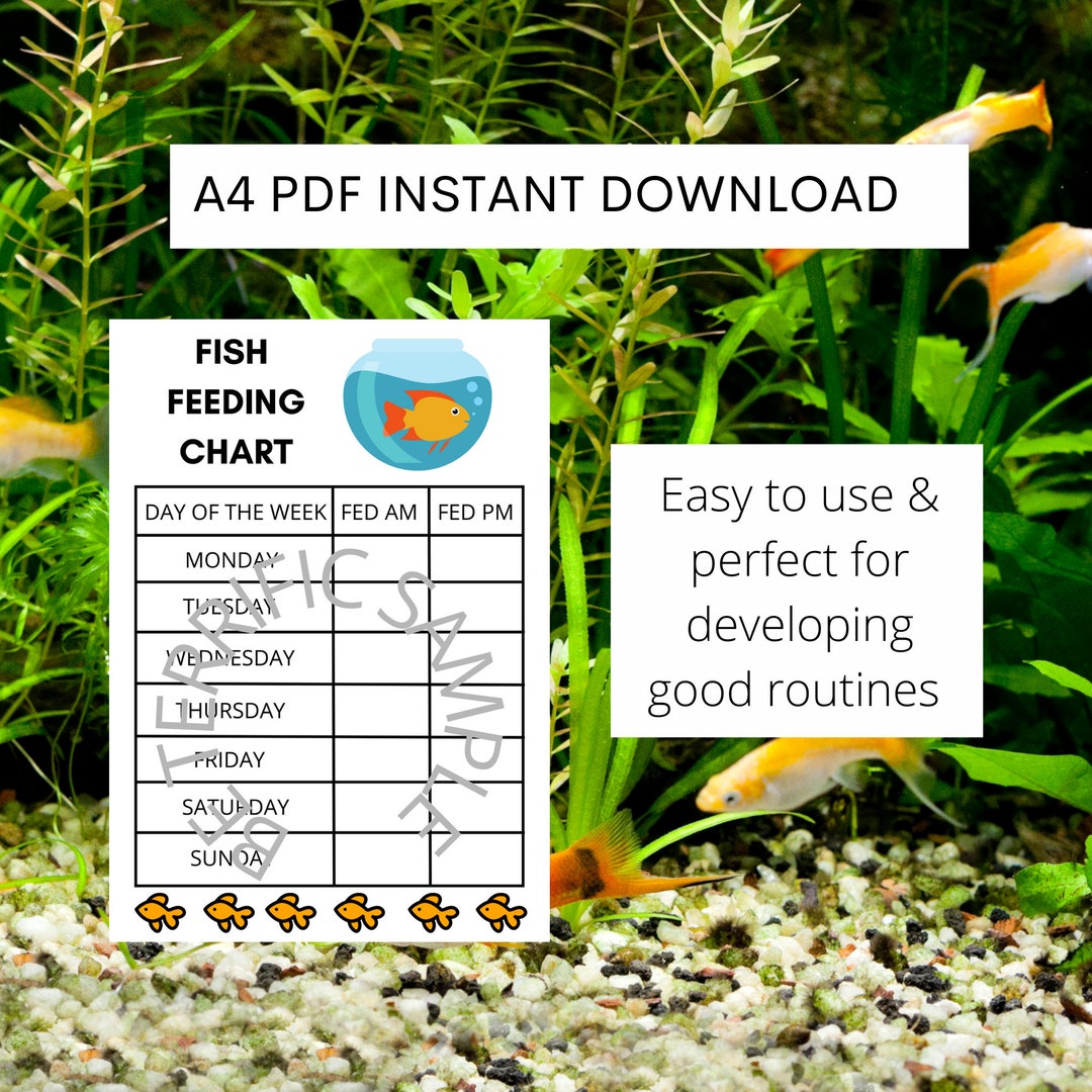 Printable Fish Feeding Chart, Children's Fish Feeding Chart, Pet Chart