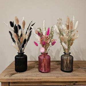 Dried flower bouquet with vase, wedding table decoration, gift, birthday, Mother's Day