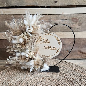 Gift for a birth children's room decoration dried flowers heart personalized to place image 9