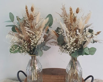 Trockenblumen mit Vase gold Hochzeit Tischdeko Eukalyptus