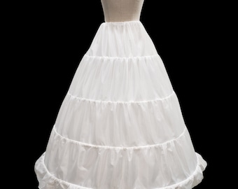 White Crinoline Petticoat: Adjustable 4-Ring Women's Slip