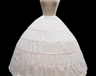 Enagua de crinolina blanca de 6 anillas: combinación ajustable para mujer