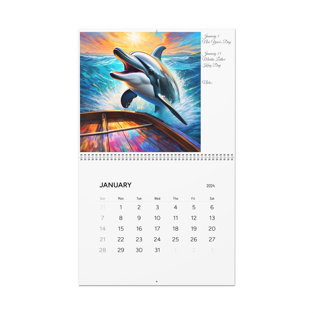 Dolphins Wall Calendars 2024 Calendar Art Great Gift - Etsy