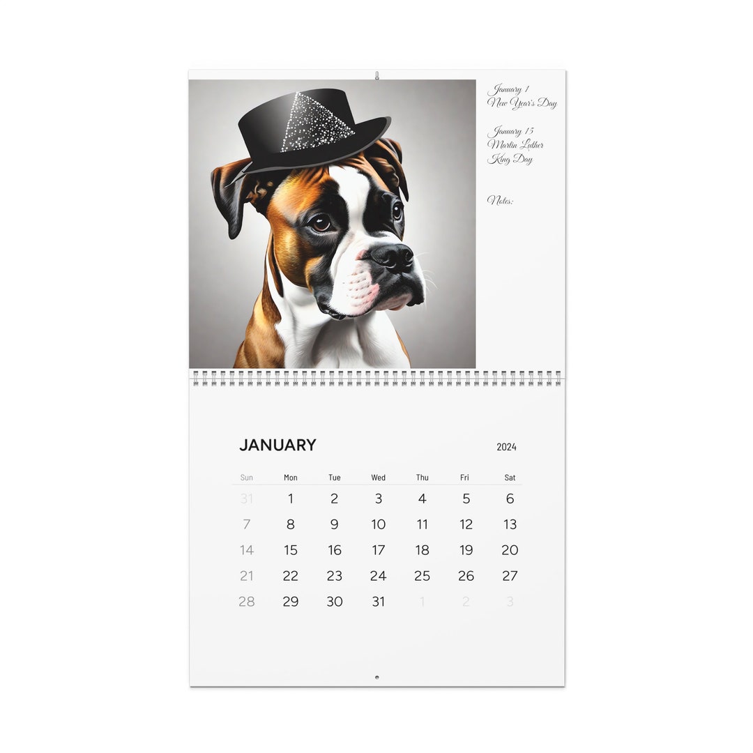 Calendar of Boxer Dogs Calendar Fun With Boxers Fun Wall Etsy