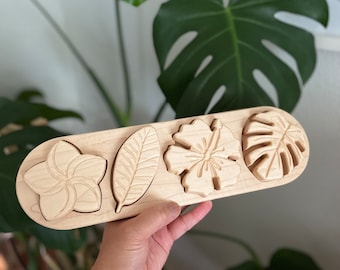 Island Floral Wood Puzzle with Natural Wood Finish - Pacific Islands Flowers Cultural Icon Toy -Gift- Heirloom - Premium Quality MADE IN USA