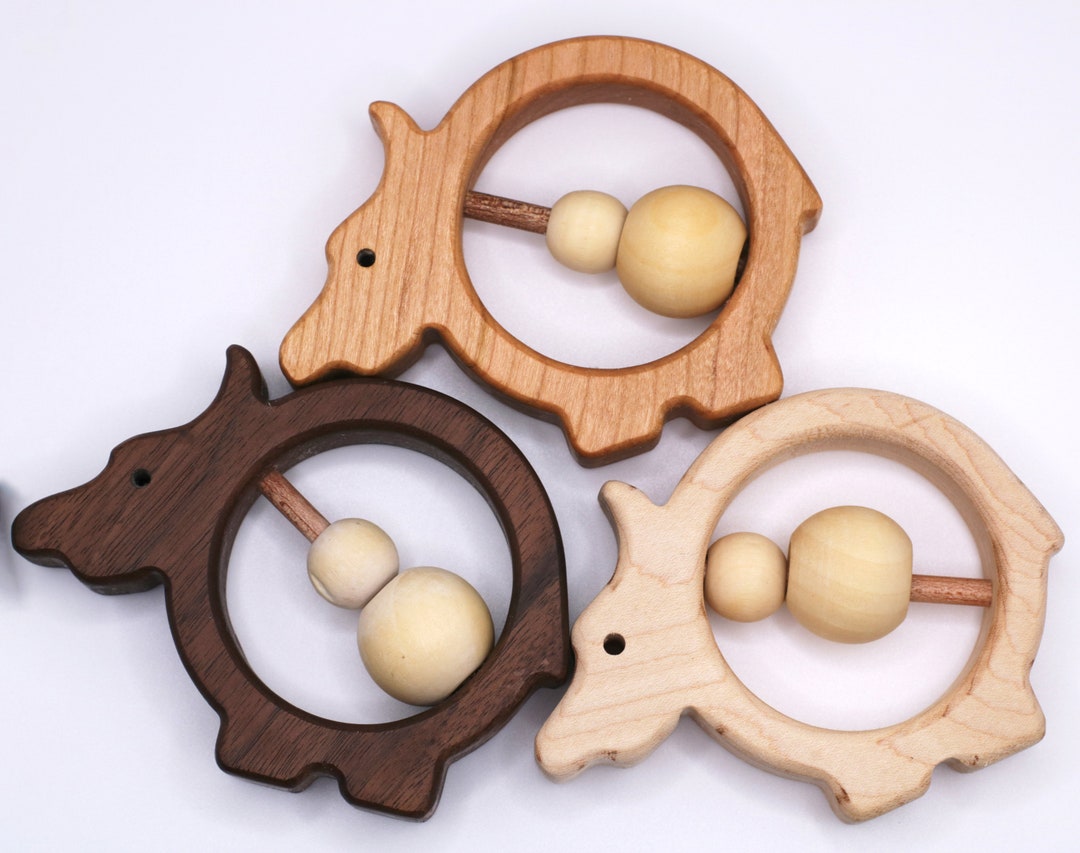 Natural Wood Baby Rattle-carabao-kalabaw-water Buffalo Wood Rattle ...