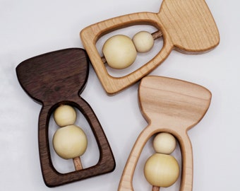 Latte Stone Wood Baby Rattle: Eco-Friendly Infant Toy