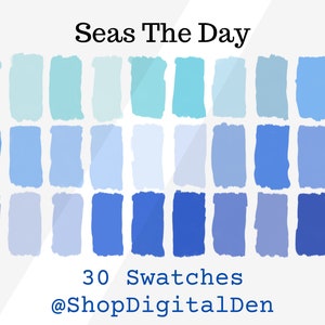 Ocean Procreate Color Palette, Teal Swatches, Seaside art, Blue digital scheme, aqua colors download, Beach Swatches