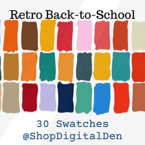 Retro Color Palette, 30 colors palette, Groovy Swatches, Retro Procreate Digital Scheme, vintage procreate swatches