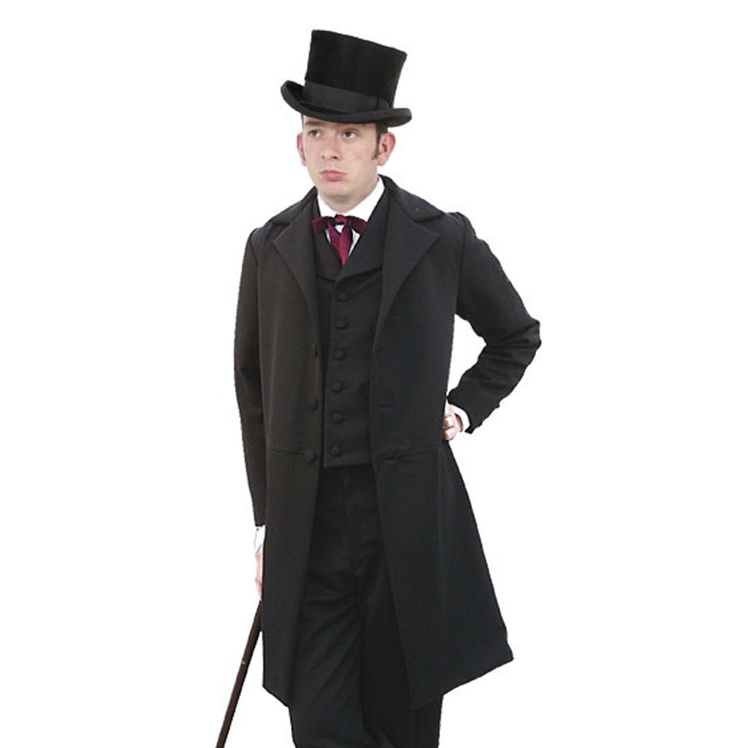 New Men's Black Costume Frock Coat Made to Measure Wool - Etsy UK