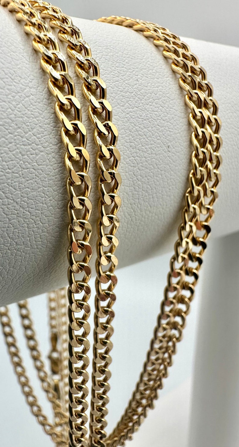Real 18K Gold Curb Chain Necklace, Pure 18K Gold Miami Cuban Links ...