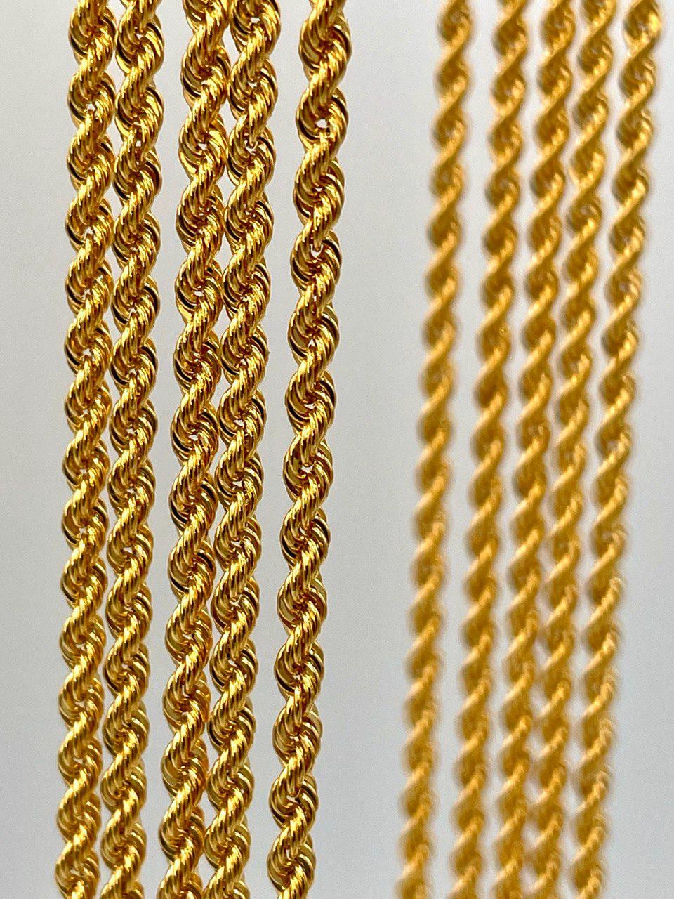 14K Gelbgold Massiv Gedreht Diamantschliff Seil Kette Halskette