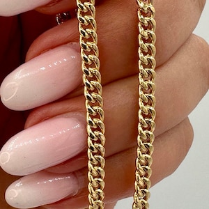 18K Solid Gold Curb Chain Necklace - 3.5mm Miami Cuban Link