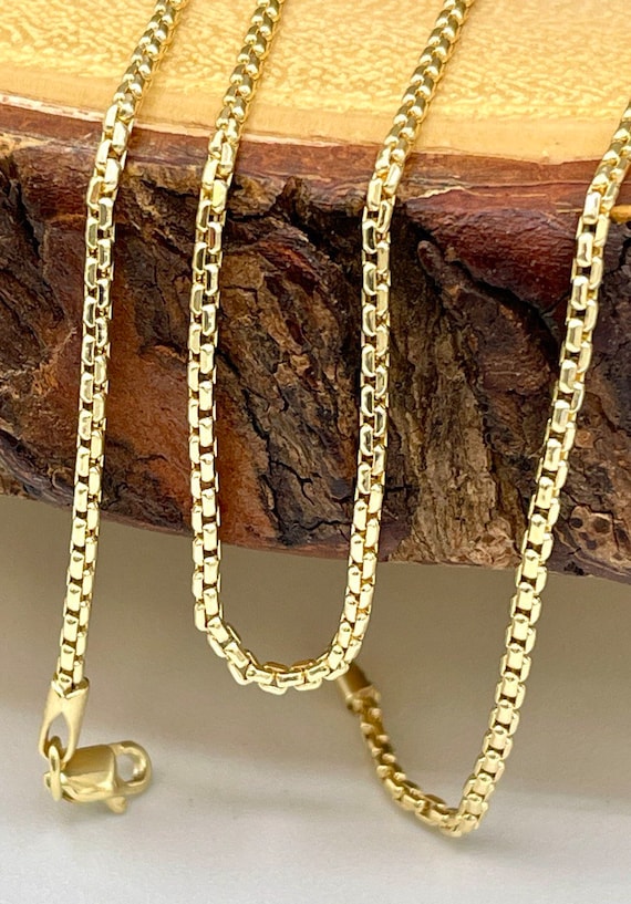 【Believer Jewelry】14K 20inch Box Chain Made in Italy Men's 0.8mm Adjustable Box Chain Necklace in