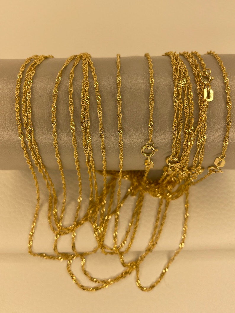18K Gold Singapore Chain Necklace (1mm) - Etsy